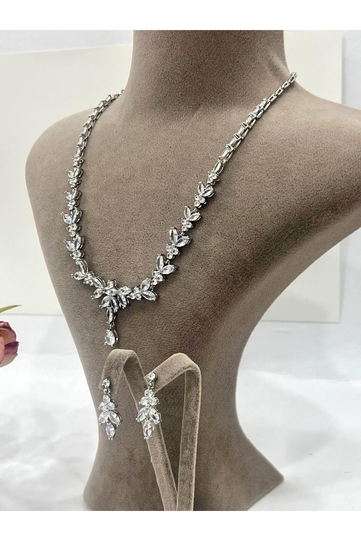 Zirkon Taşlı Çelik Silver Model Set (Set7) - Görsel 6