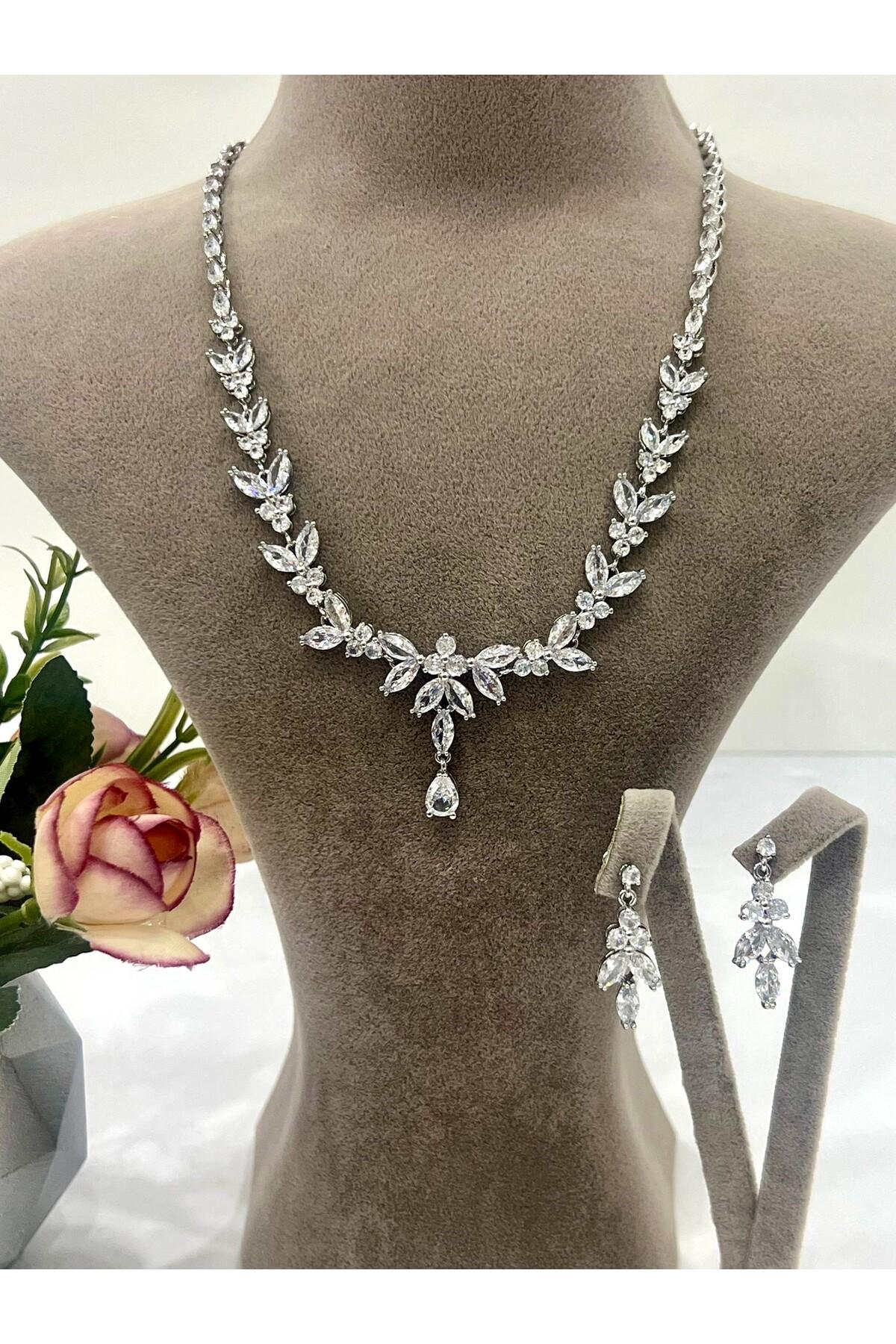 Zirkon Taşlı Çelik Silver Model Set (Set7) - Görsel 5