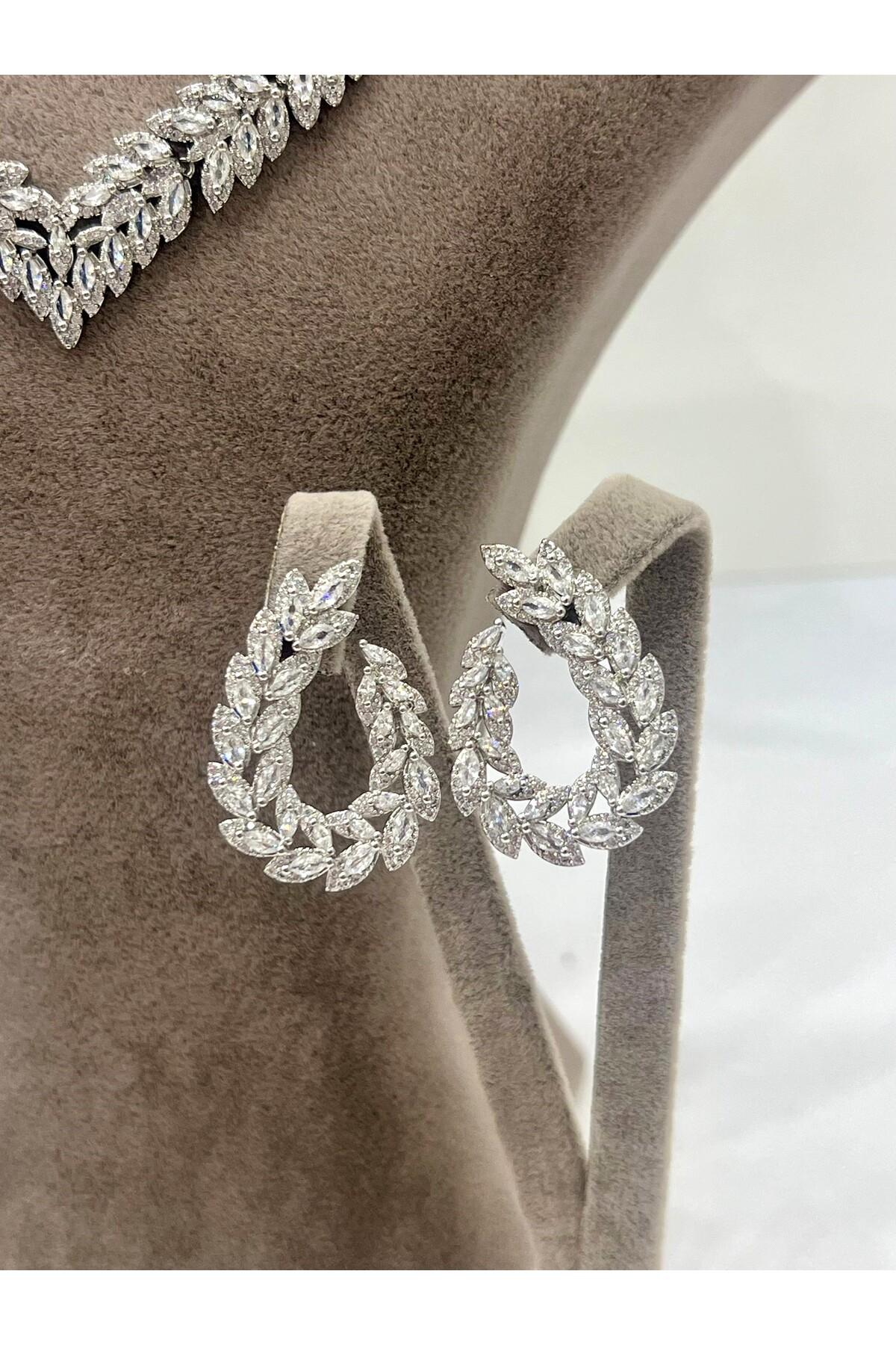 Zirkon Taşlı Çelik Silver Model Set (Set8) - Görsel 2