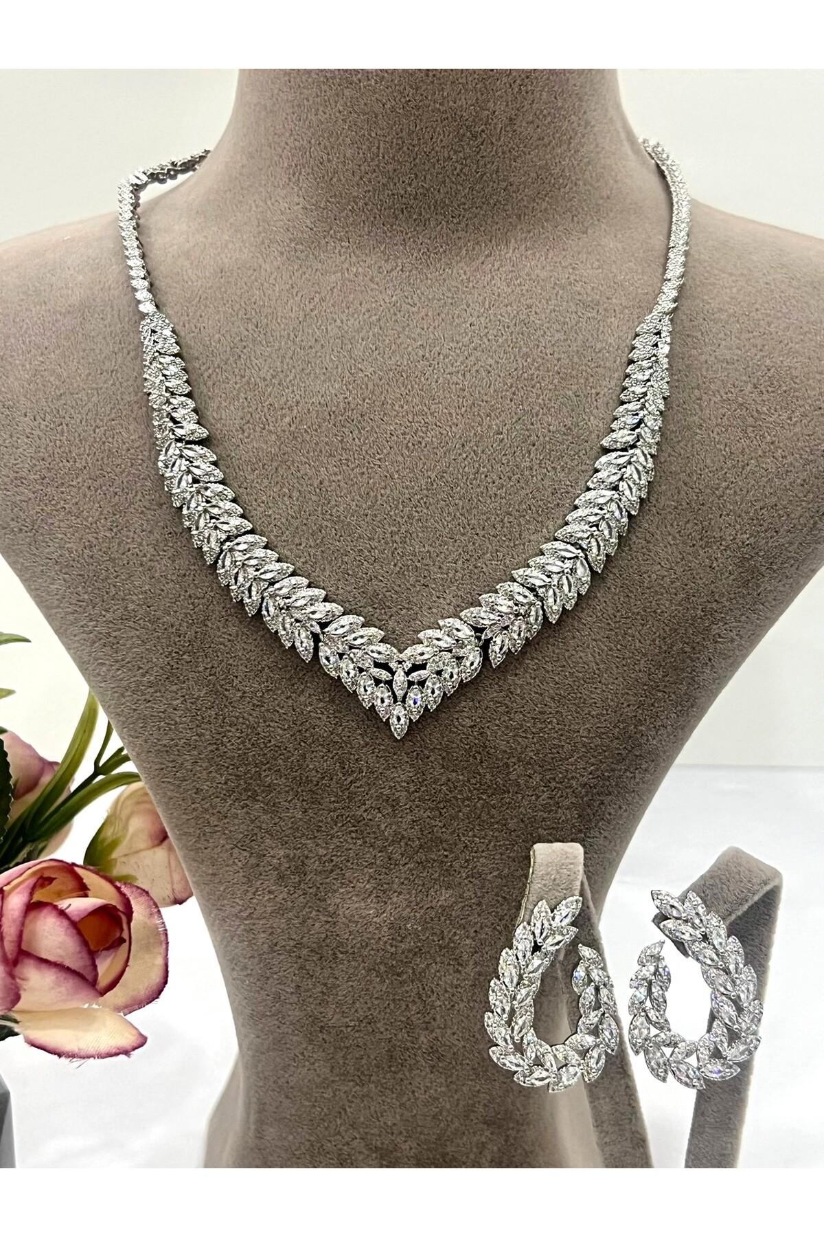 Zirkon Taşlı Çelik Silver Model Set (Set8) - Görsel 5