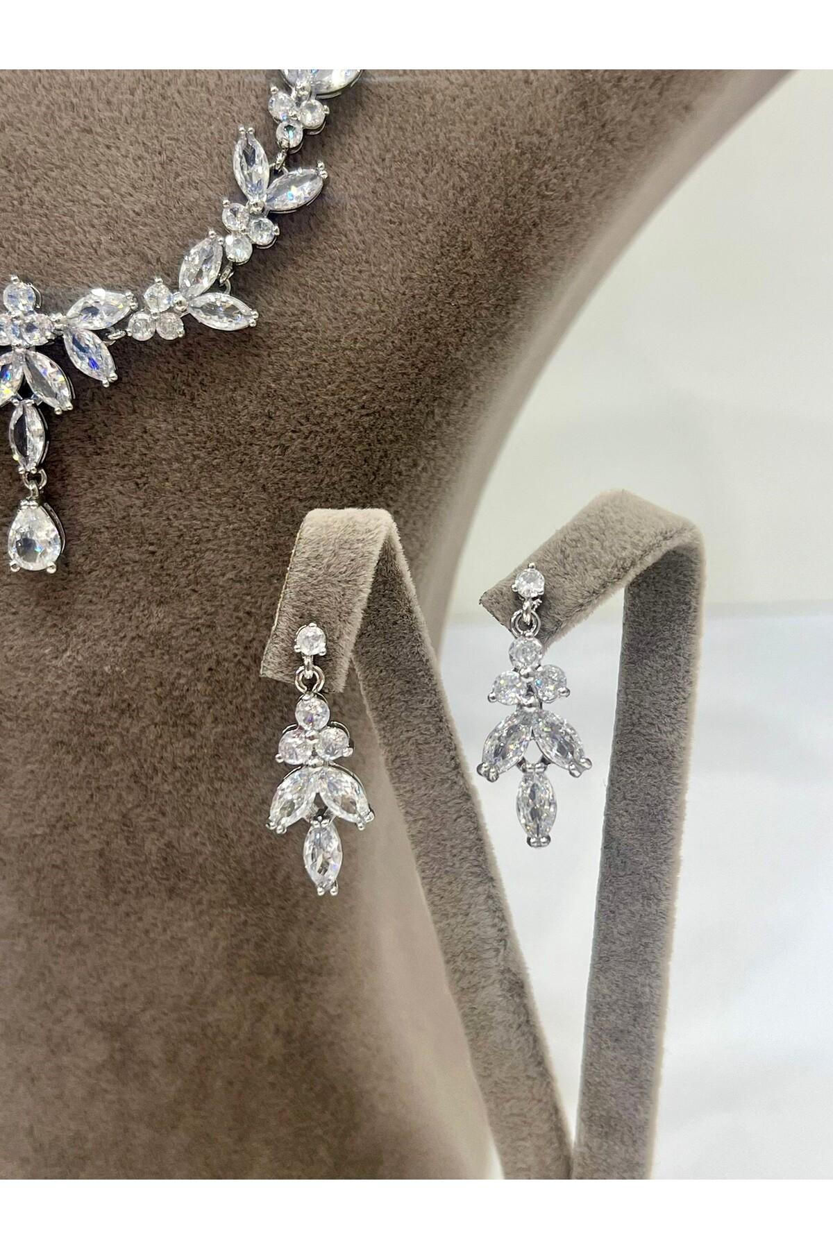 Zirkon Taşlı Çelik Silver Model Set (Set7) - Görsel 3