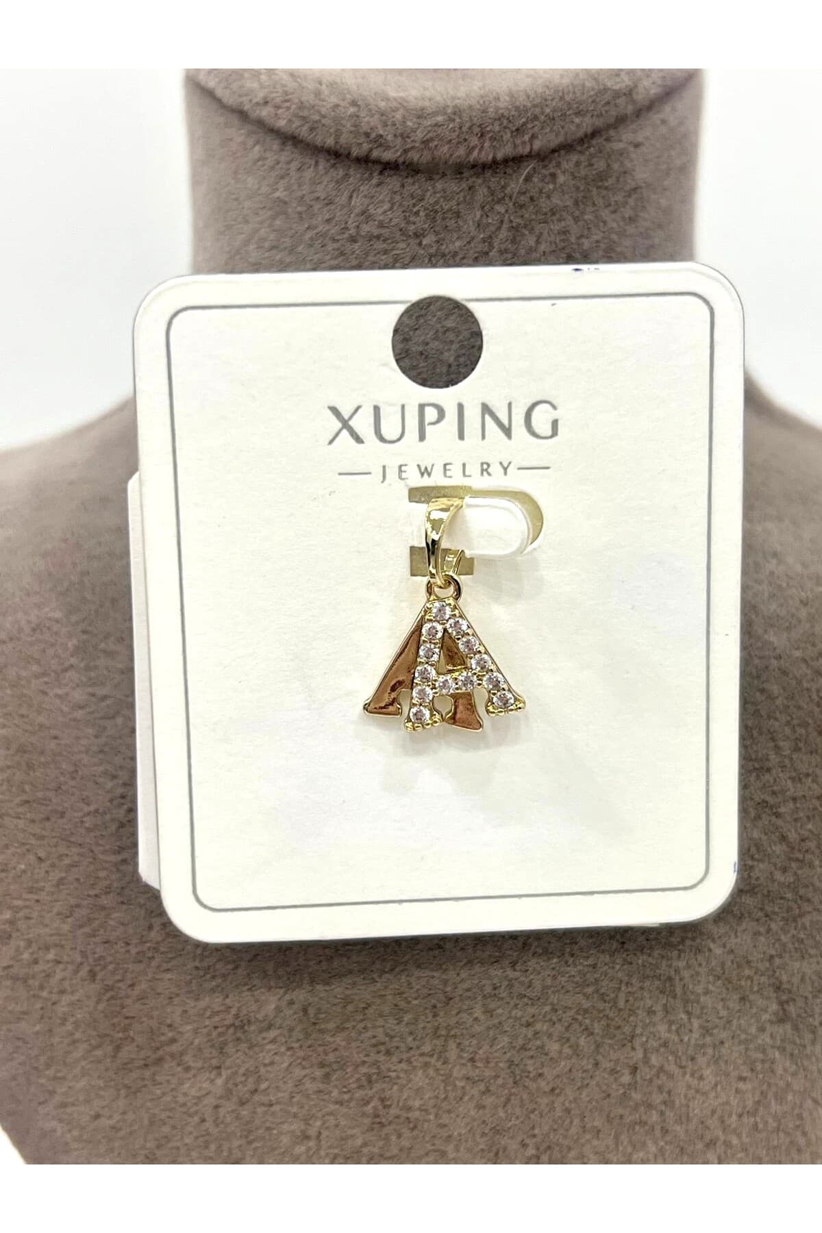 Zirkon Taşlı Harf A Kolye Ucu (14k Gold 1x1cm)