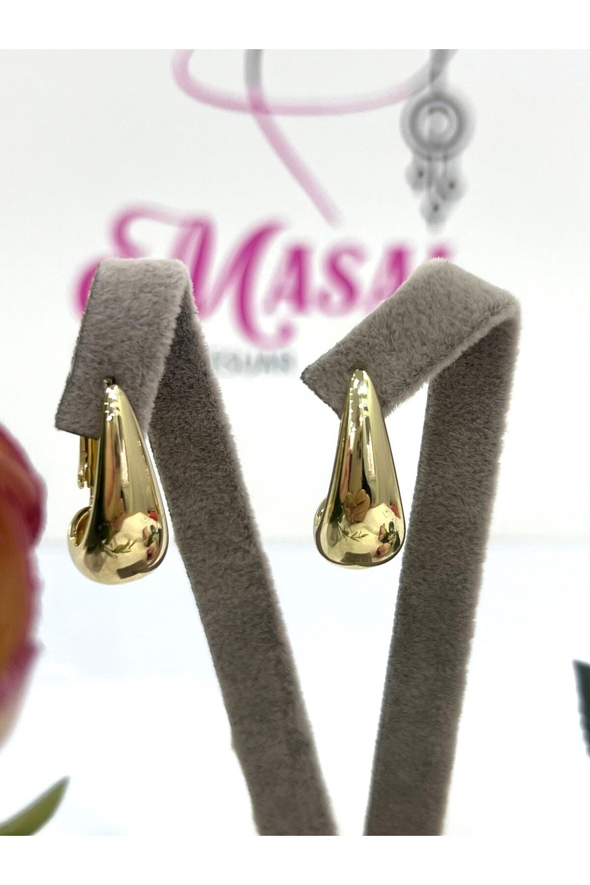 Gözyaşı Damlası Altın Orta Boy Küpe (14K GOLD/1X2CM)