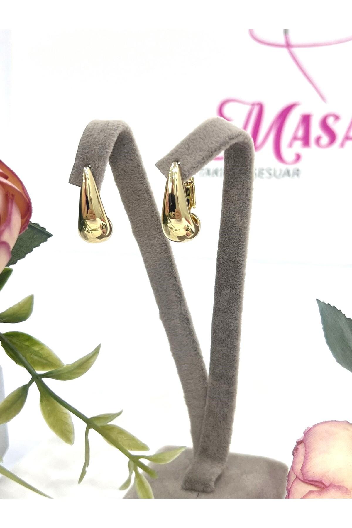 Gözyaşı Damlası Altın Orta Boy Küpe (14K GOLD/1X2CM) - Görsel 4