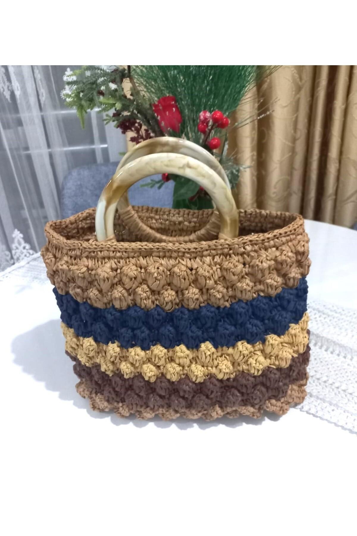 El Örgüsü Renkli Hasır Kadın El Çantası – Şık ve Dayanıklı Tasarım - Görsel 2