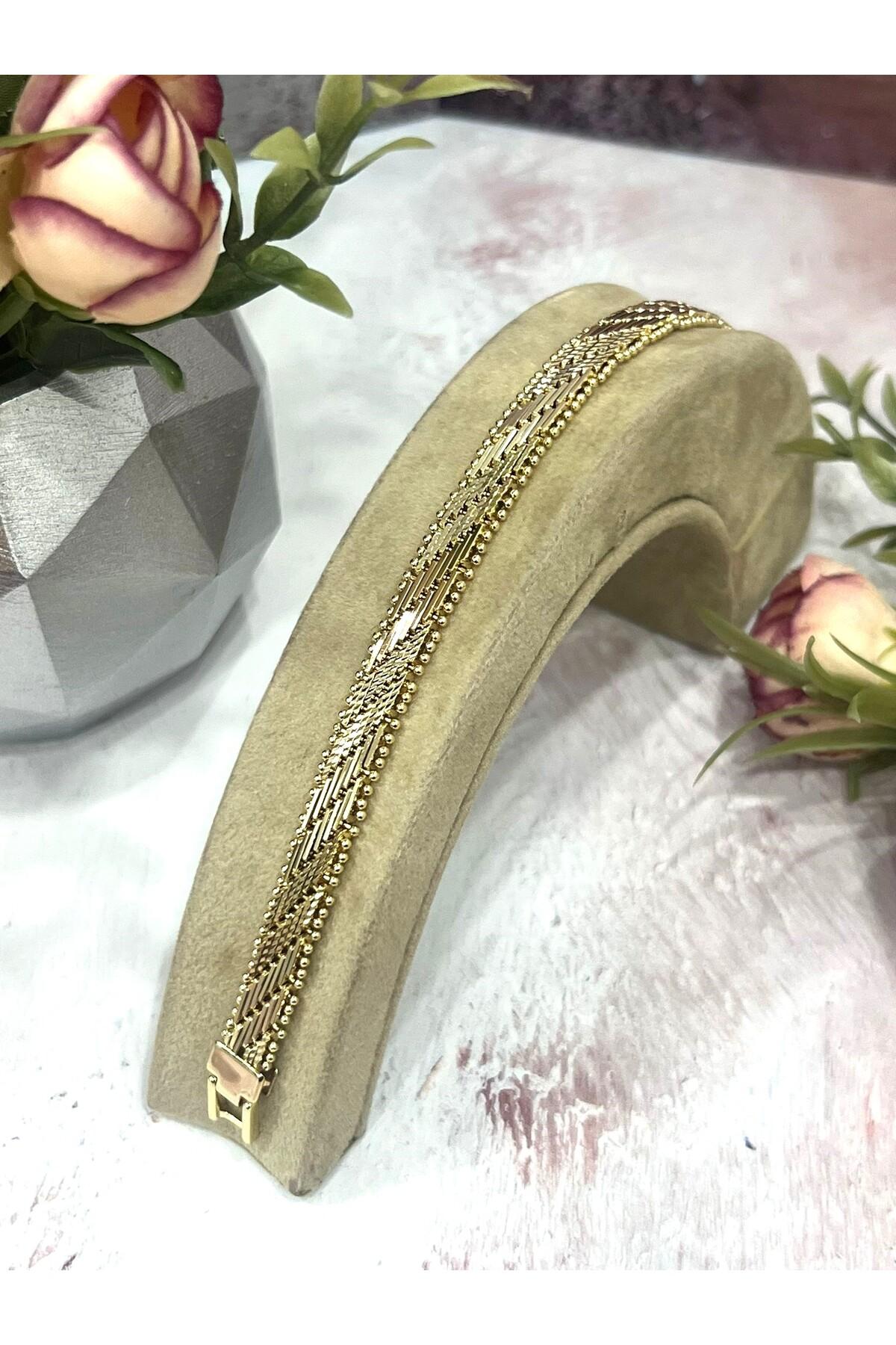 Kaplamalı Hasır Örgü Model Kuyumcu Künye (14K Gold 0,8mm/19cm) - Görsel 4