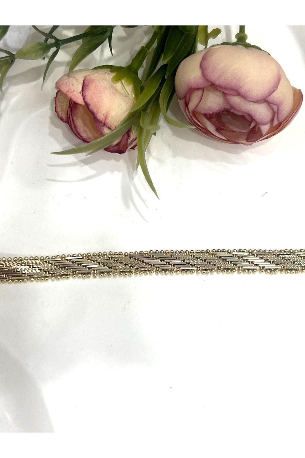 Kaplamalı Hasır Örgü Model Kuyumcu Künye (14K Gold 0,8mm/19cm) - Görsel 3