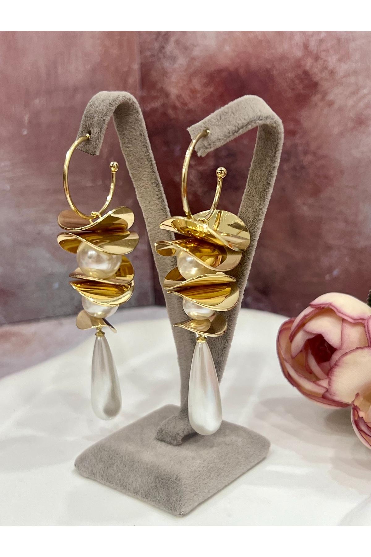 Lüks Tasarım Tektaş Işıltılı Yuvarlak Kesim Gold Kolye Ucu (2x8,5cm) - Görsel 3