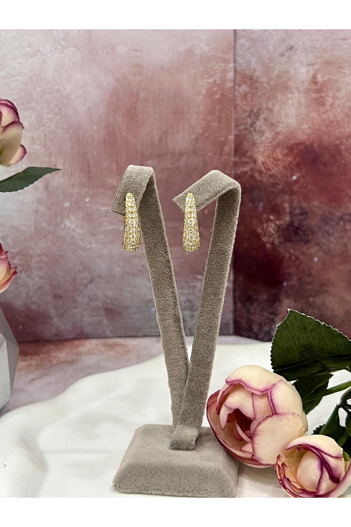 Kristal Yağmuru: Su Yolu Tasarım Damla Küpe (14k Gold 2,5-1cm) - Görsel 5