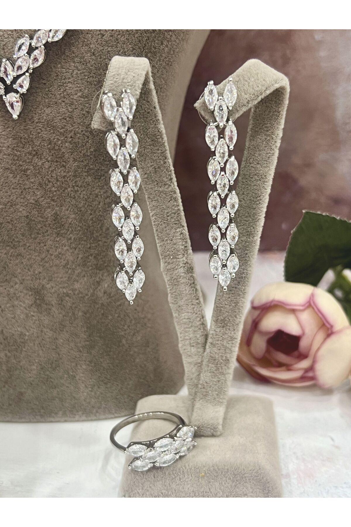 Işıltılı Zirkon Taşlı Düğün & Nişan Takı Seti (Set12) - Görsel 2