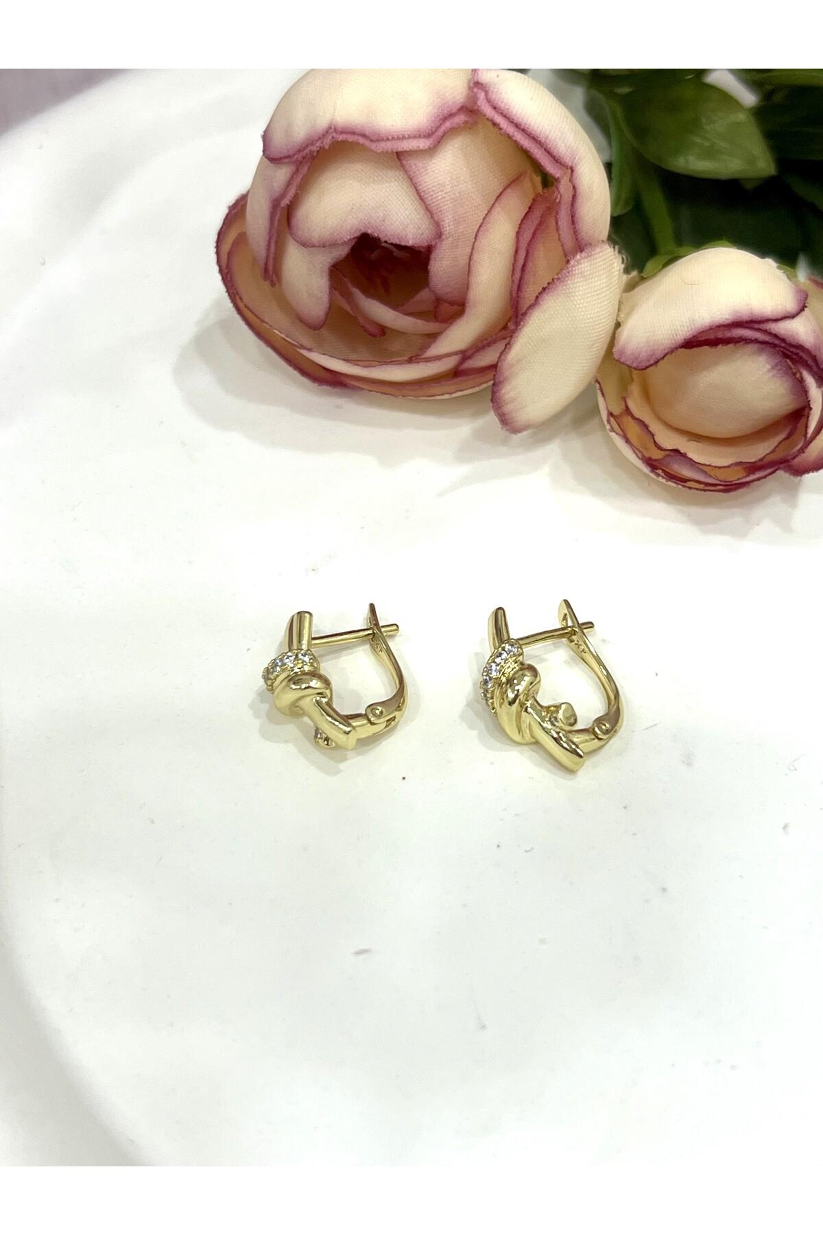 Sonsuzluk Masalı: Işıltılı Düğüm Küpe (14k Gold 1,5/0,8cm) - Görsel 6