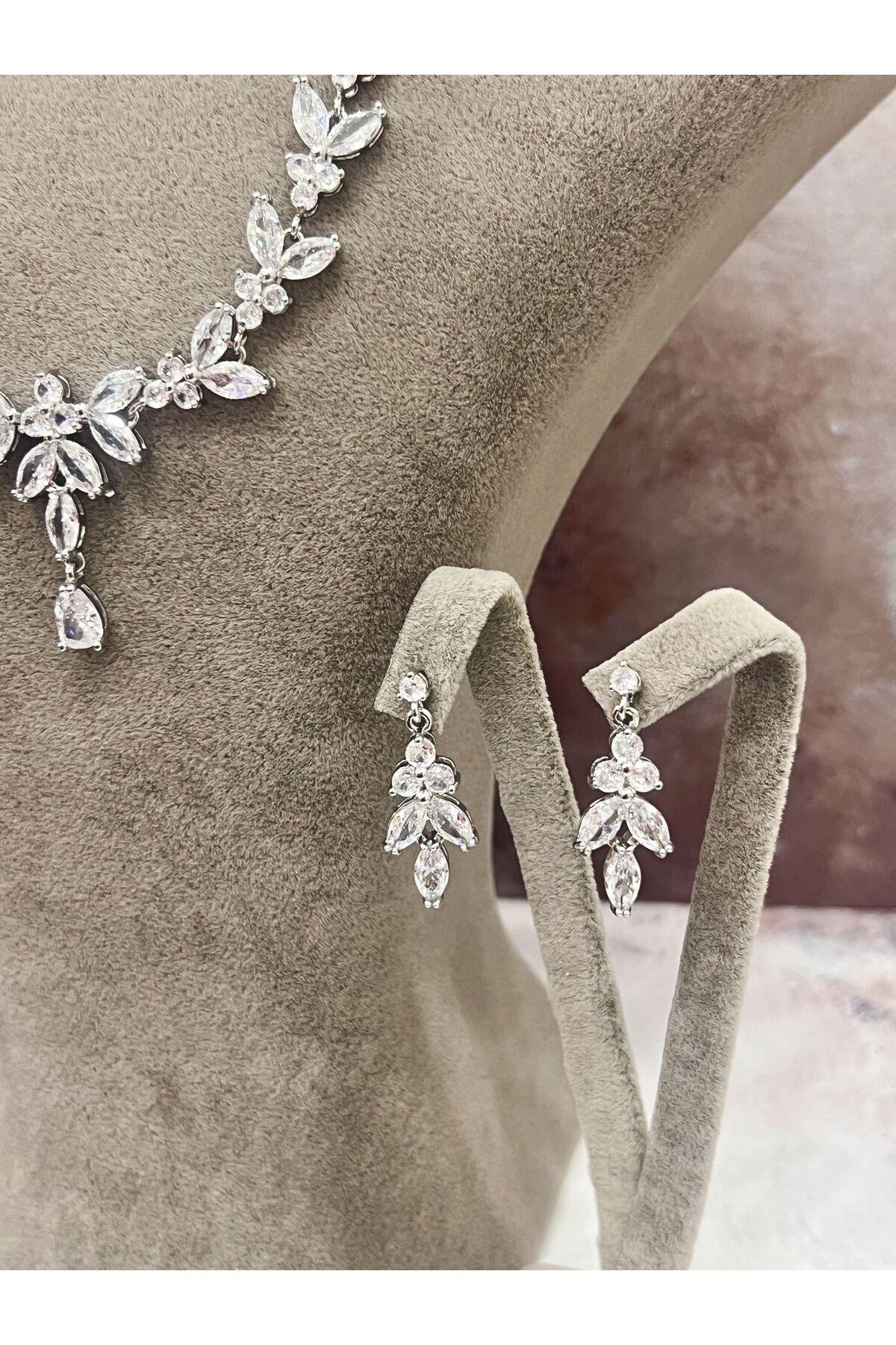 Zirkon Taşlı Çelik Silver Model Set (Set7) - Görsel 2