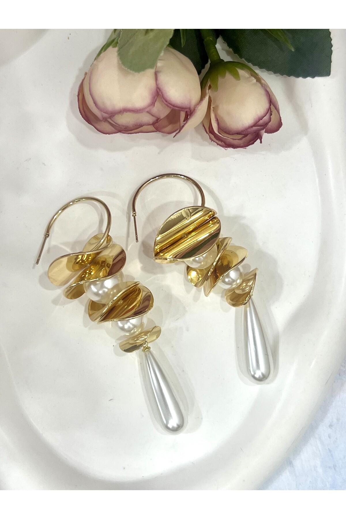 Lüks Tasarım Tektaş Işıltılı Yuvarlak Kesim Gold Kolye Ucu (2x8,5cm) - Görsel 5