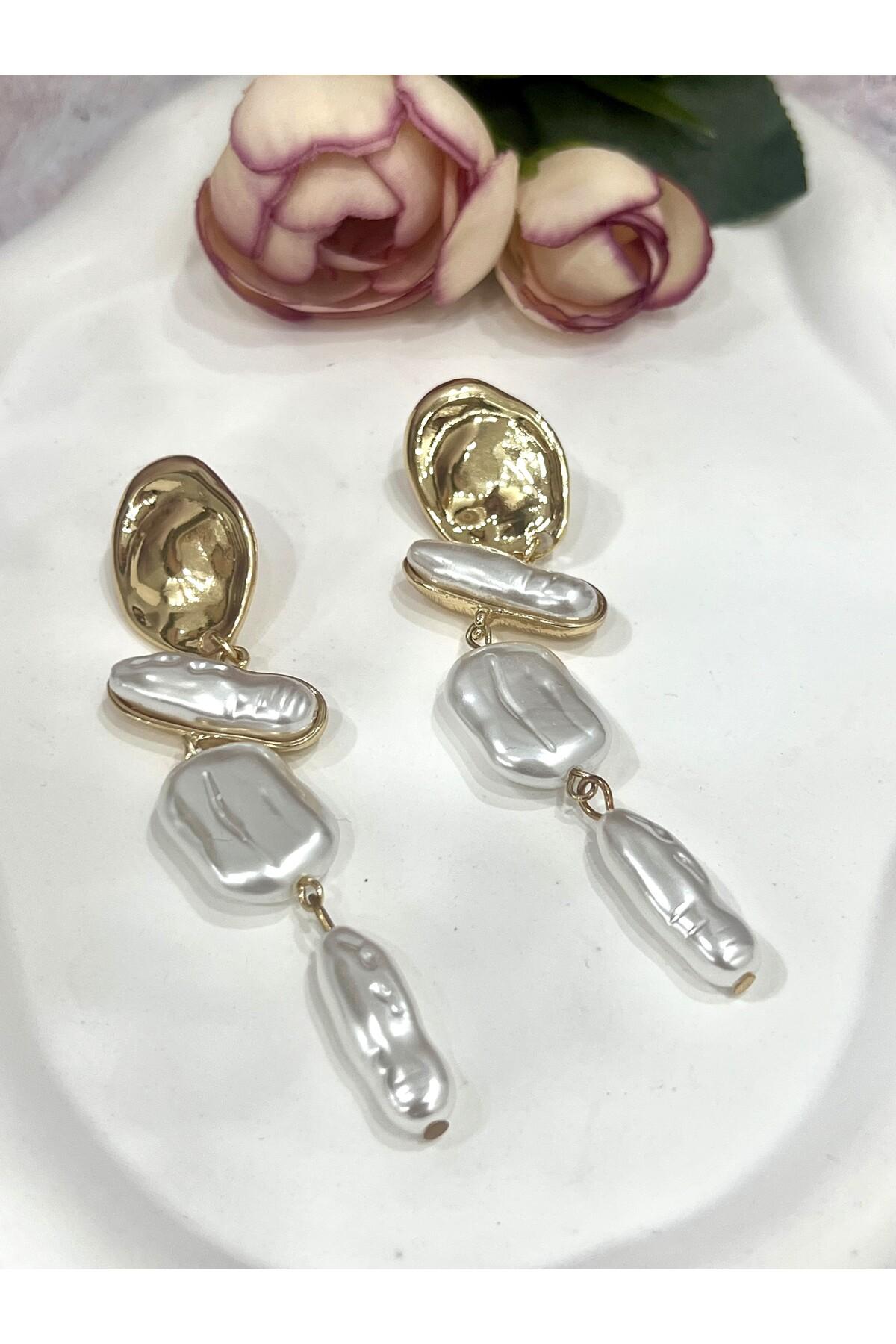 Lüks Tasarım Tektaş Işıltılı Yuvarlak Kesim Gold Kolye Ucu(2,5x9cm) - Görsel 4