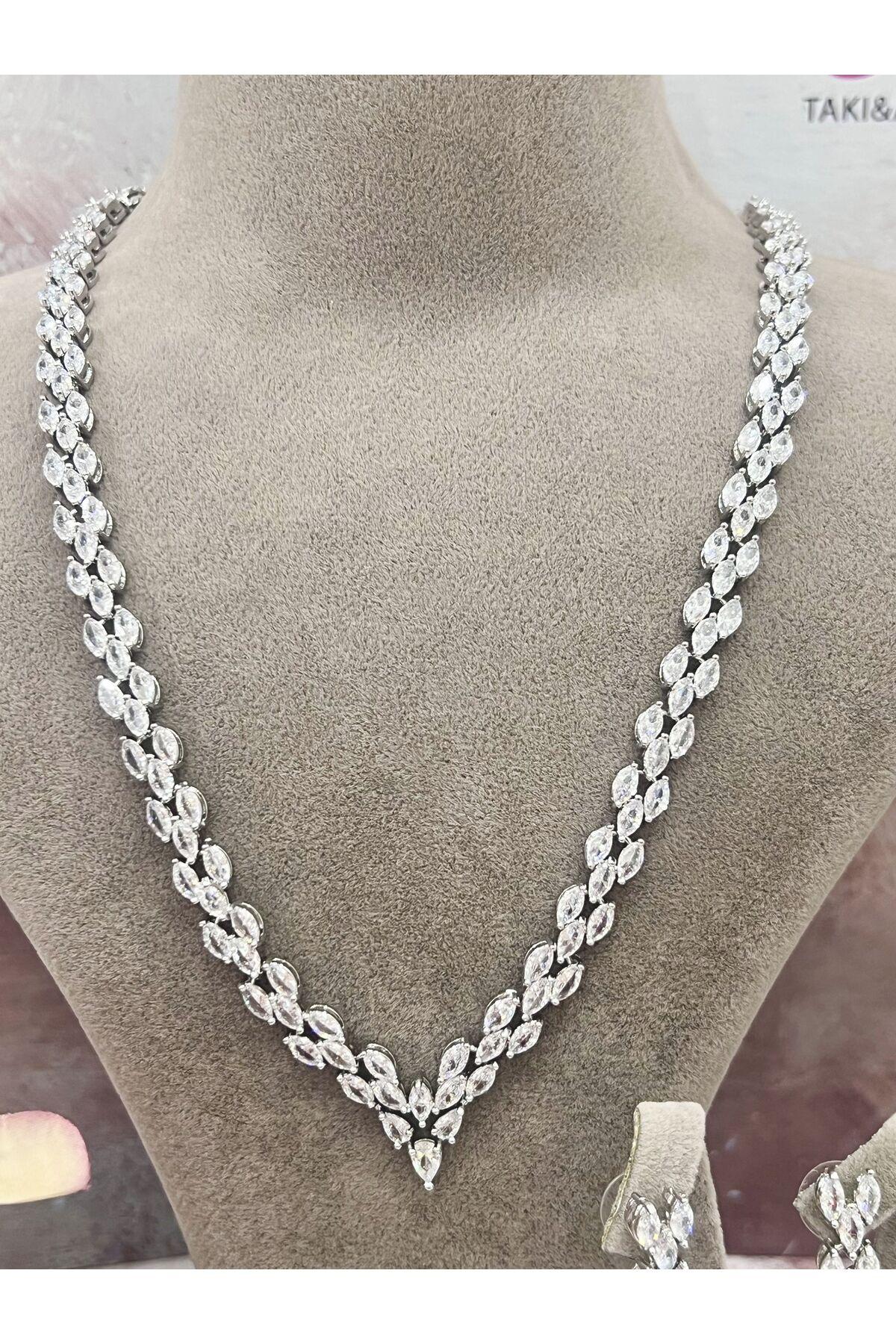 Işıltılı Zirkon Taşlı Düğün & Nişan Takı Seti (Set12) - Görsel 3