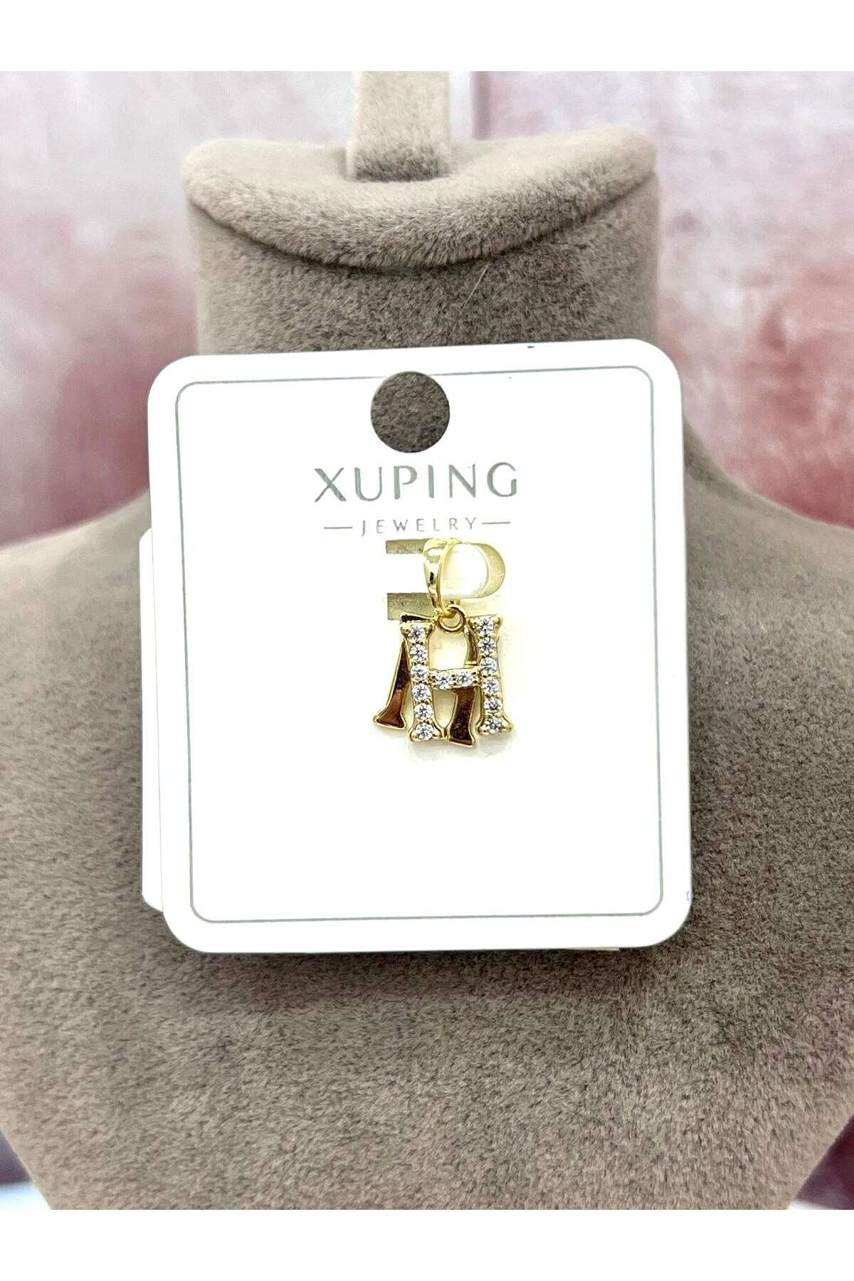 Zirkon Taşlı Harf H Kolye Ucu (14k Gold 1x1cm)