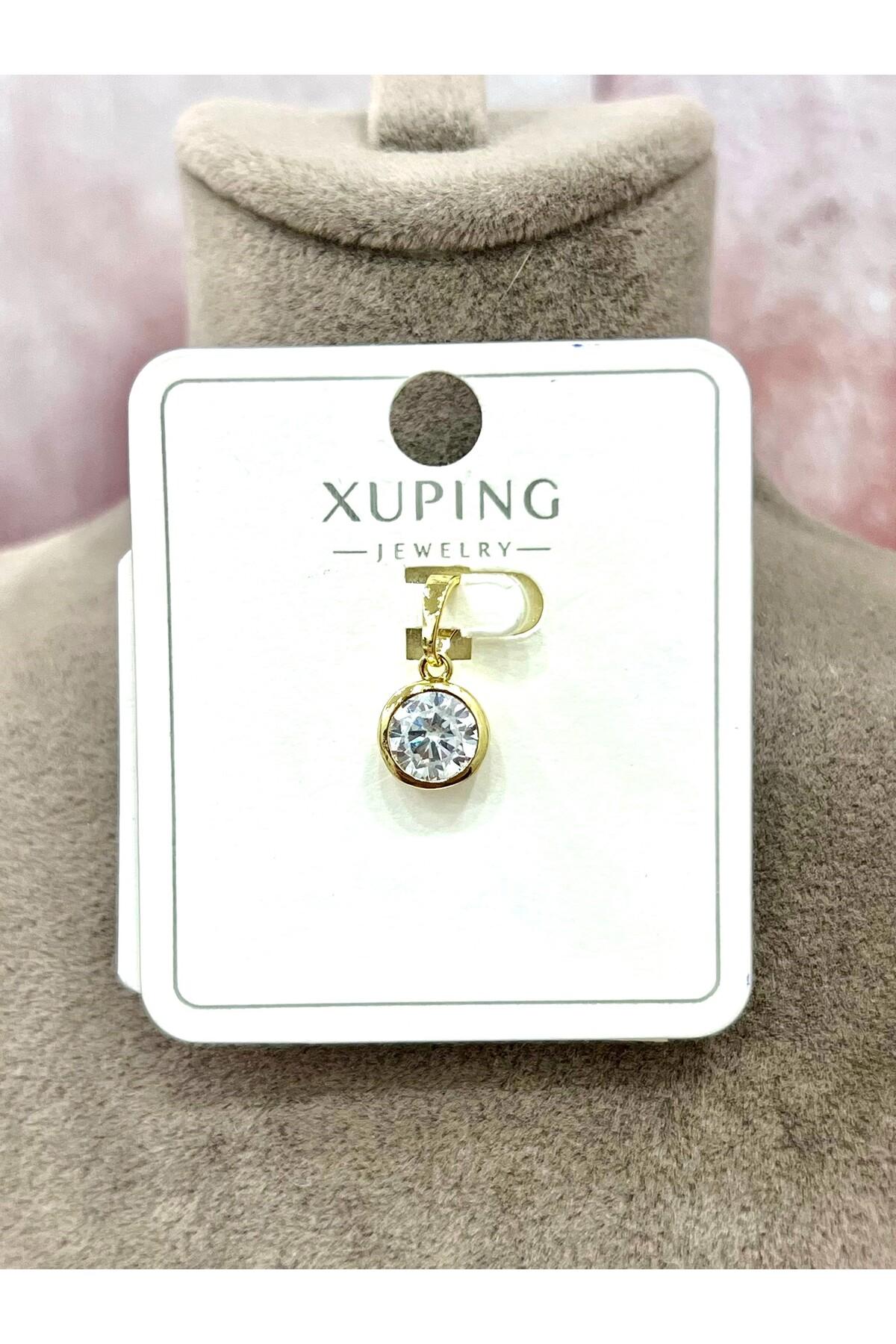 Yuvarlak Taşlı Su Yolu Kolye Uçu (14k Gold)