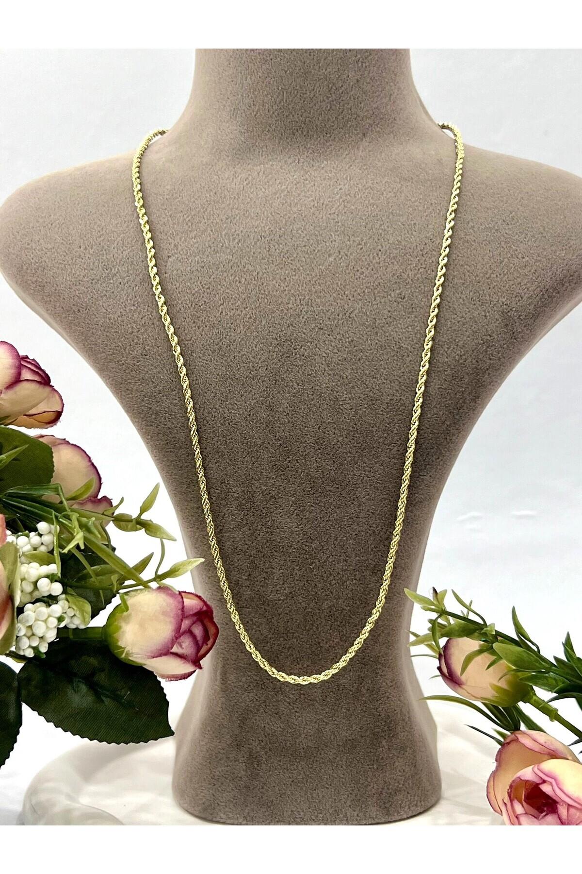 İnce Burgu Çelik Kolye (14K GOLD-70CM) - Görsel 2