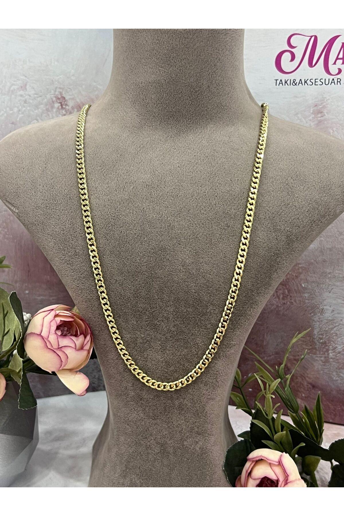 Hafif Desenli Gurmet Çelik Kolye (14K GOLD-55CM) - Görsel 3