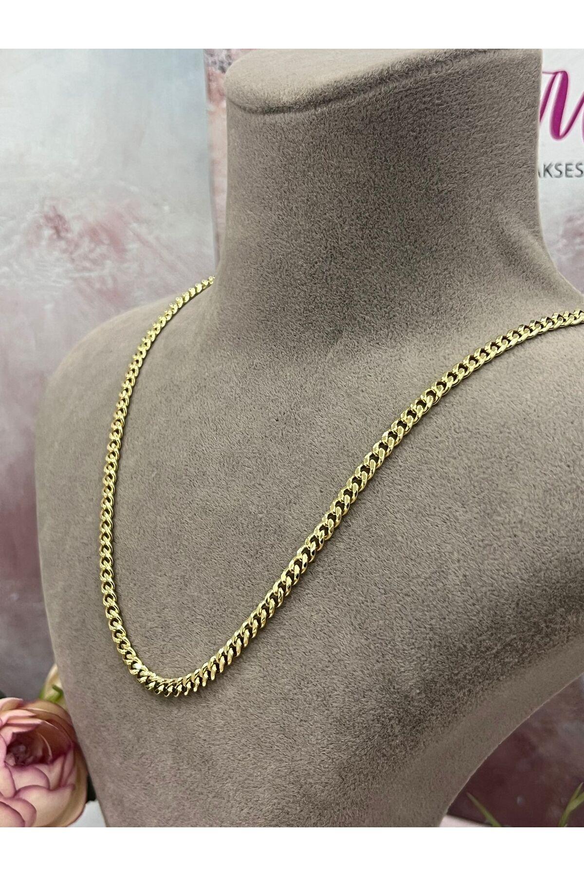 Hafif Desenli Gurmet Çelik Kolye (14K GOLD-55CM) - Görsel 5