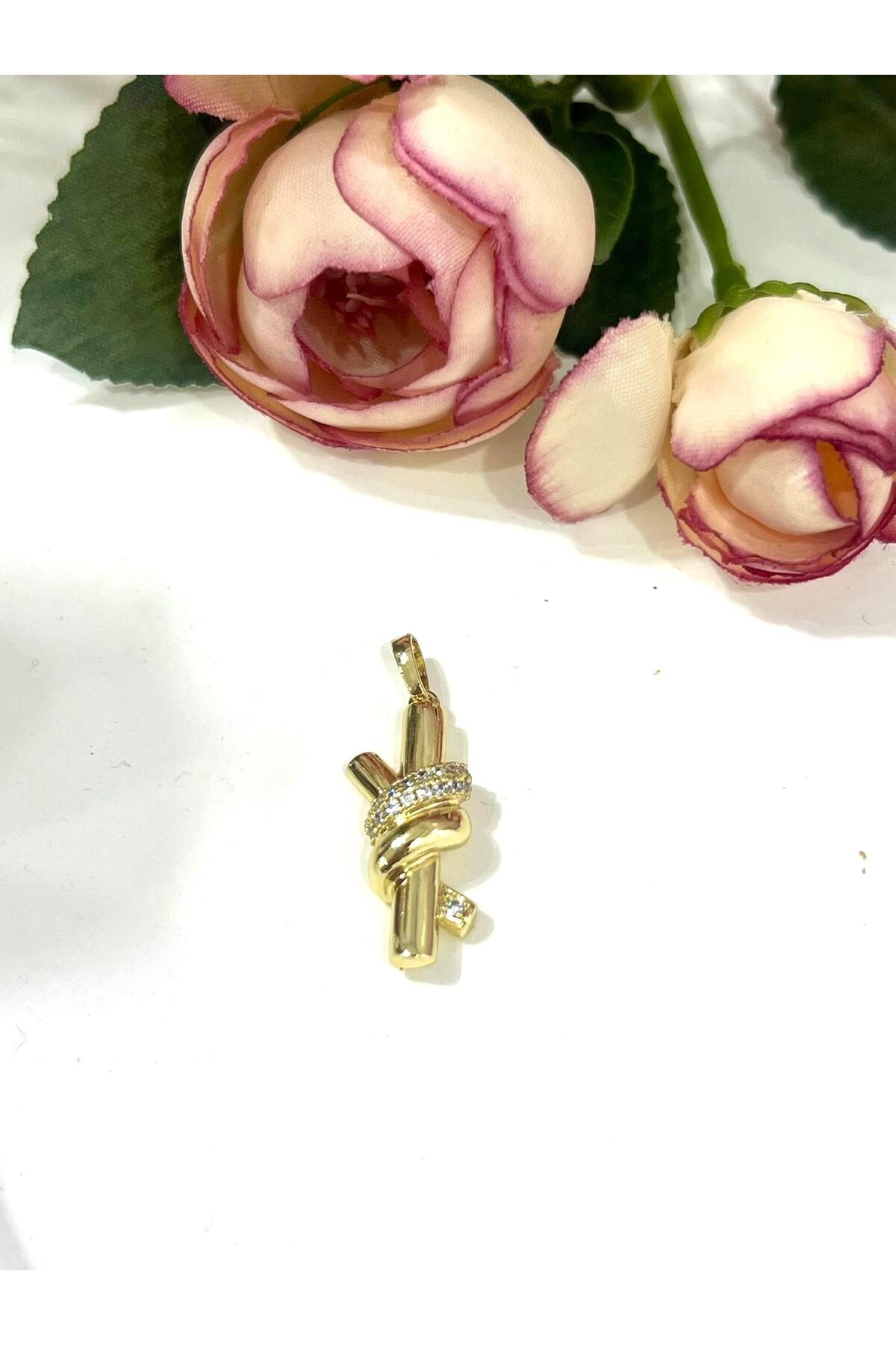 Sonsuzluk Masalı: Işıltılı Düğüm Kolye Uçu (14k Gold) - Görsel 2