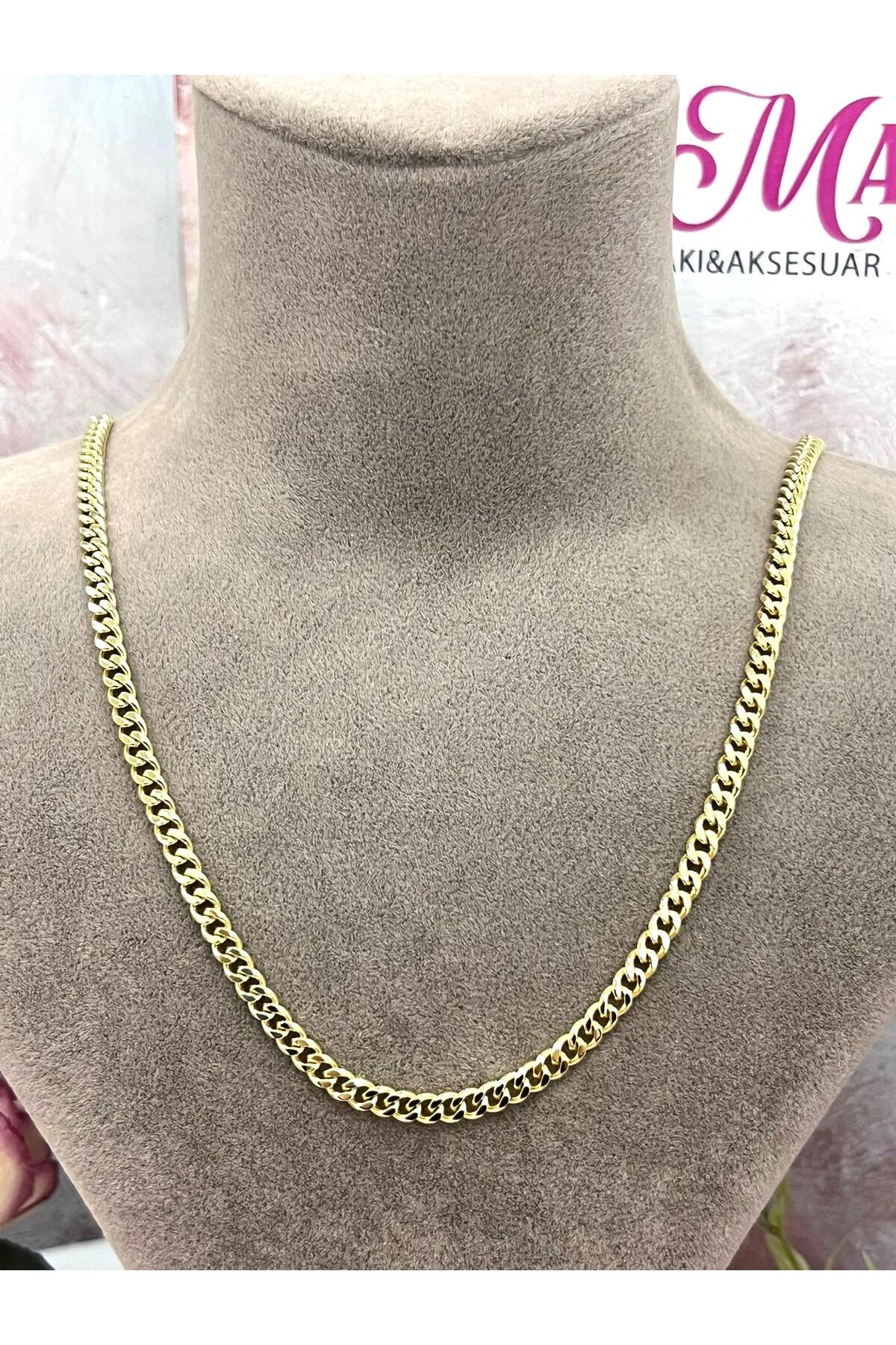 Hafif Desenli Gurmet Çelik Kolye (14K GOLD-60CM) - Görsel 3