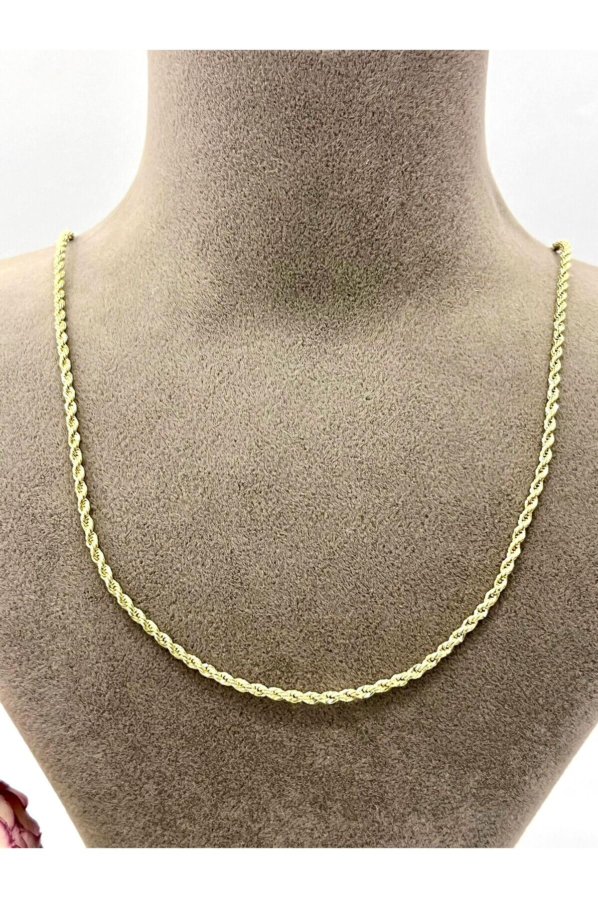 İnce Burgu Çelik Kolye (14K GOLD-50CM) - Görsel 2