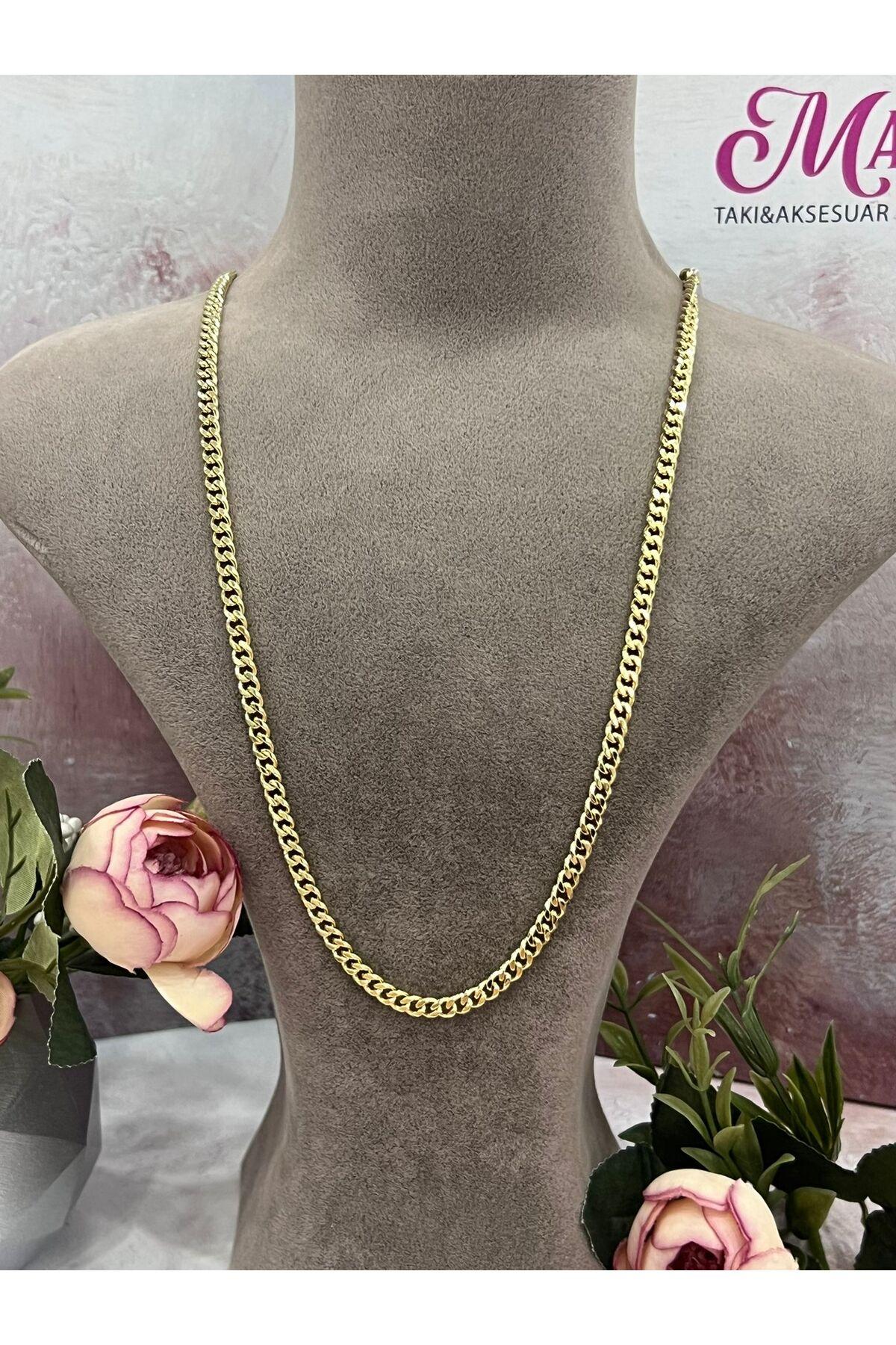 Hafif Desenli Gurmet Çelik Kolye (14K GOLD-60CM) - Görsel 4